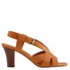 Michel Vivien Ladies Luccia Cognac Leather Sandals In Brown