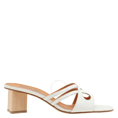 Michel Vivien Ladies White Kalypso Mid-heel Sandals
