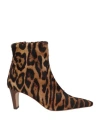 Michel Vivien Woman Ankle Boots Camel Size 8 Leather In Beige