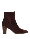 Michel Vivien Woman Ankle Boots Chocolate Brown Size 8 Leather In Brown