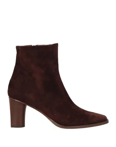 Michel Vivien Woman Ankle Boots Chocolate Brown Size 8 Leather