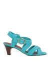 Michel Vivien Woman Sandals Turquoise Size 8 Leather In Blue