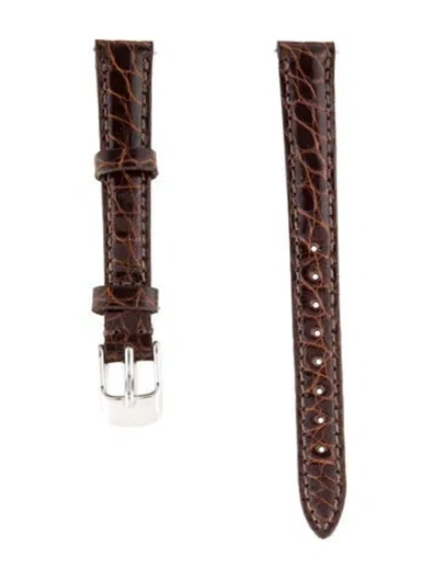 Pre-owned Michele 12mm Alligator Watch Strap In Brown