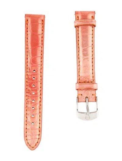 Pre-owned Michele 16mm Alligator Watch Strap In Orange