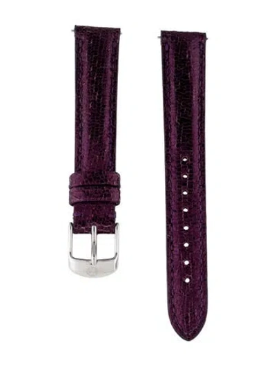 Pre-owned Michele 16mm Leather Watch Strap In Purple