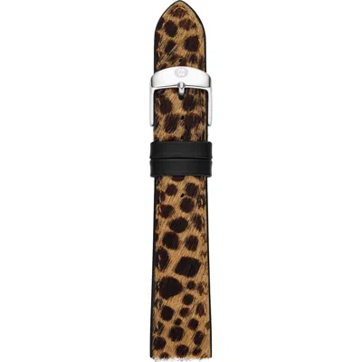 Michele 16mm Leopard Print Genuine Calf Hair Watch Band In Animal Print