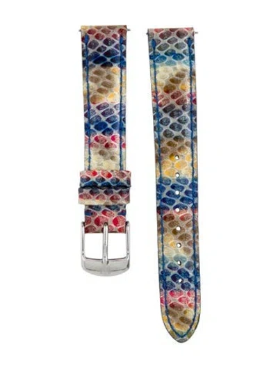 Pre-owned Michele 16mm Watch Strap In Blue/red/yellow