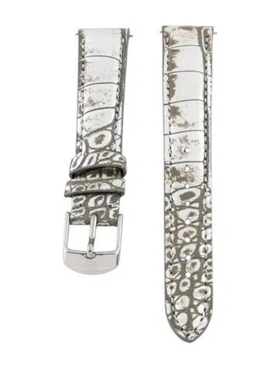 Pre-owned Michele 16mm Watch Strap In Silver