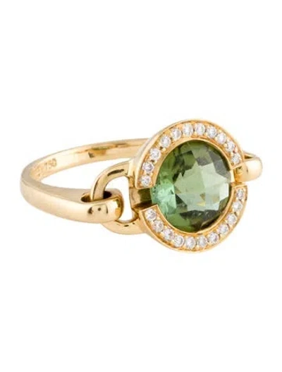 Pre-owned Michele 18k Tourmaline & Diamond Cocktail Ring In Multi