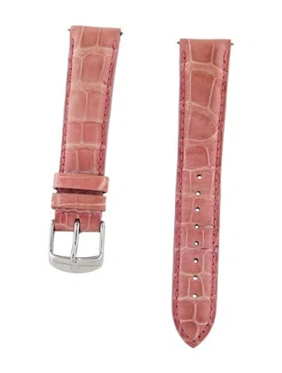 Pre-owned Michele 18mm Alligator Watch Strap In Pink