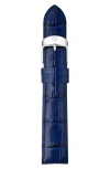 Michele 18mm Croc Embossed Watch Strap In Navy
