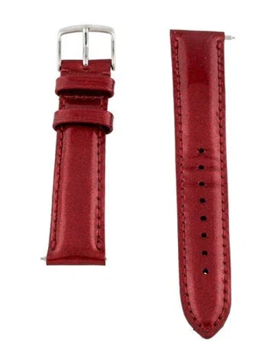 Pre-owned Michele 18mm Leather Watch Strap In Red