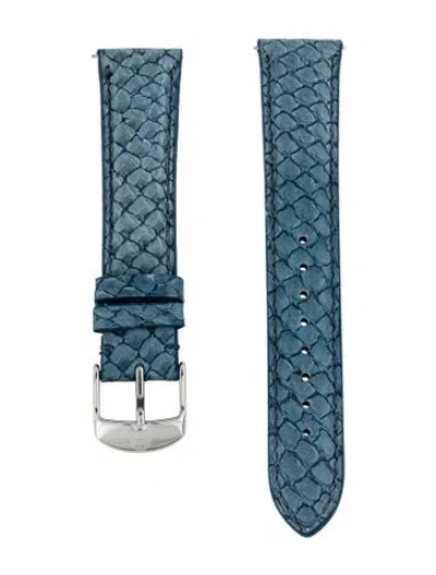 Pre-owned Michele 18mm Leather Watch Strap W/ Tags In Blue