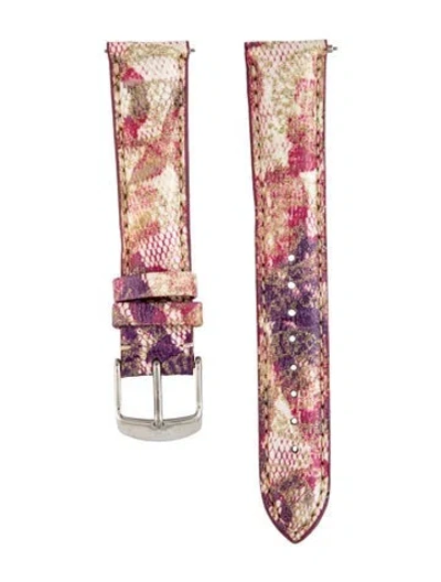 Pre-owned Michele 18mm Tambour Watch Strap In Purple/white