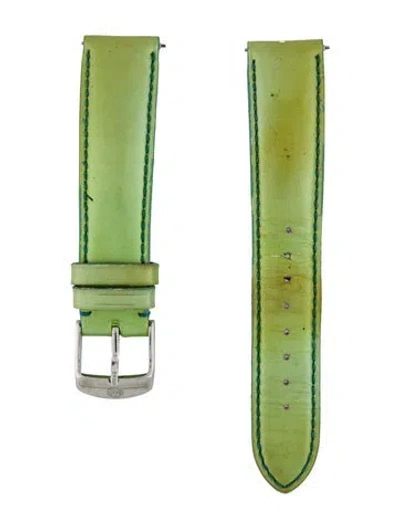 Pre-owned Michele 18mm Watch Strap In Green