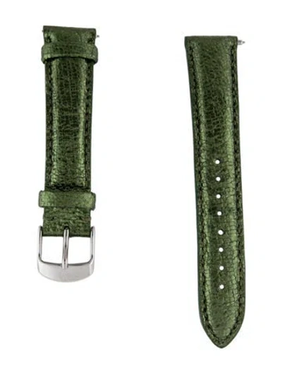 Pre-owned Michele 18mm Watch Strap In Green