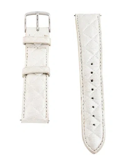 Pre-owned Michele 18mm Watch Strap In White