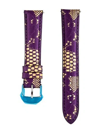 Pre-owned Michele 19mm Watch Strap In Purple