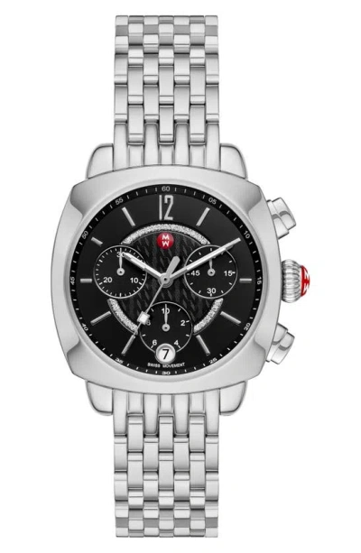 Michele Ascalon Diamond Bracelet Watch, 40mm In Silver