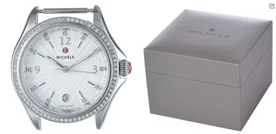 Pre-owned Michele Belmore Diamond Head Mw29b01a1942 Swiss Quartz Silver Watch $1595