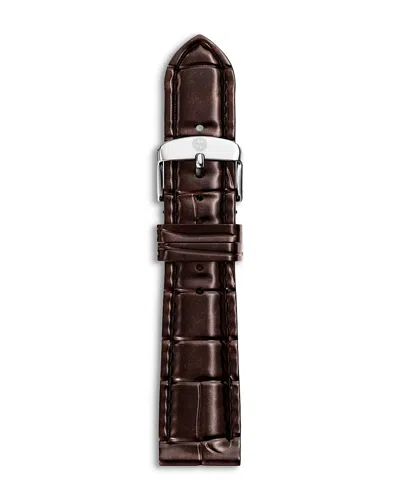 Michele Brown Croco Embossed Leather Watch Strap, 18mm