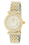 Michele Caber Diamond Bracelet Watch, 35mm In Silver/mop/gold