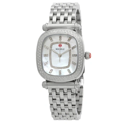 Michele Caber Isle Quartz Diamond Mother Of Pearl Dial Ladies Watch Mww16c000032 In Gold