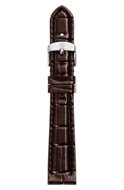 Michele Choc Brwn Croc Lthr Strap 14mm In Brown