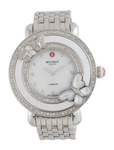 Pre-owned Michele Cloette Butterfly Watch, 38mm In Multicolor