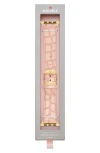 Michele Croc Embossed Leather 20mm Apple Watch® Watchband In Pink