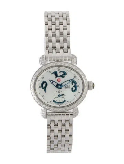 Pre-owned Michele Csx Blue Watch, 27mm In Multi