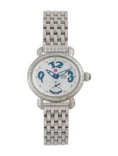 Pre-owned Michele Csx Blue Watch, 27mm In Multi