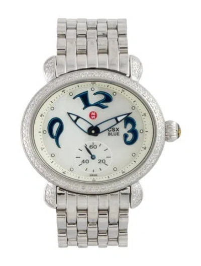 Pre-owned Michele Csx Blue Watch, 35mm In Multi