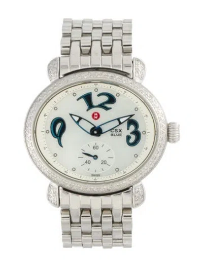 Pre-owned Michele Csx Blue Watch, 36mm In Multi