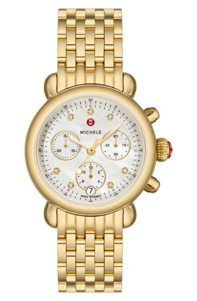 Michele Csx Diamond Bracelet Watch, 36mm In Gold