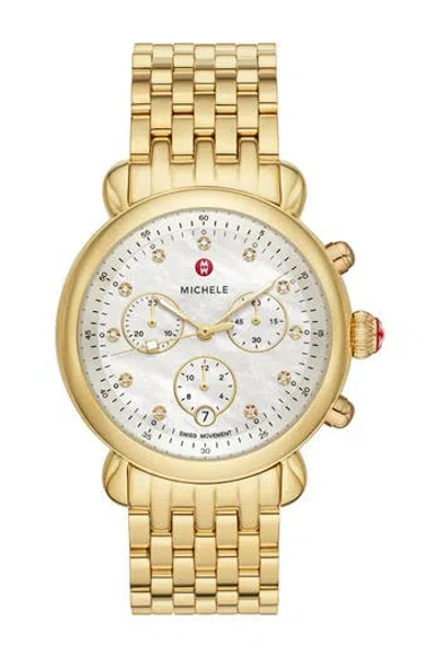 Michele Csx Diamond Embellished Bracelet Watch, 38mm In Gold