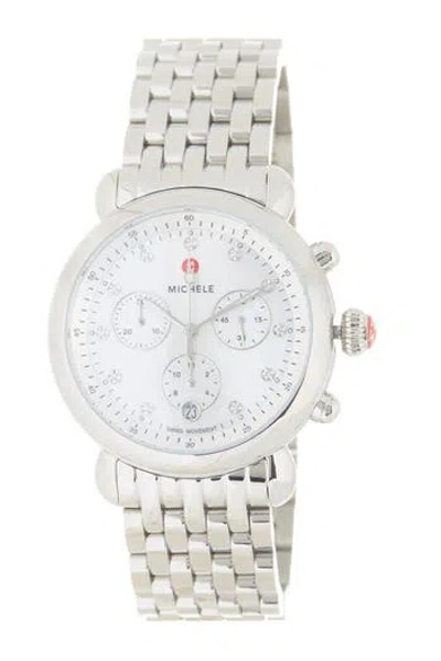 Michele Csx Diamond Embellished Bracelet Watch, 38mm In White