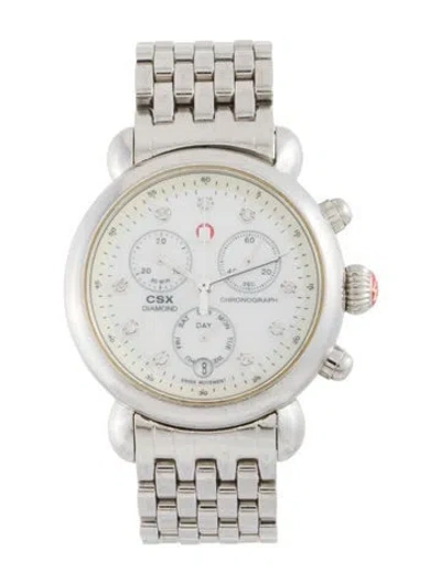 Pre-owned Michele Csx Diamond Watch, 36mm In Multicolor