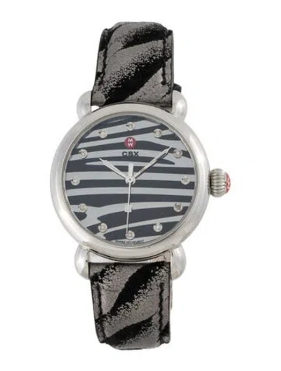 Pre-owned Michele Csx Zebra Watch In Multicolor