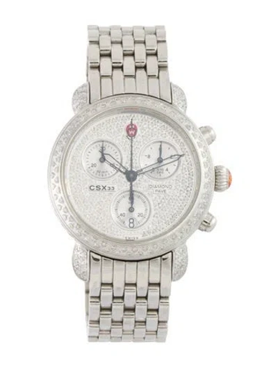 Pre-owned Michele Csx-33 Limited Edition Pave Watch, 33mm In Multi