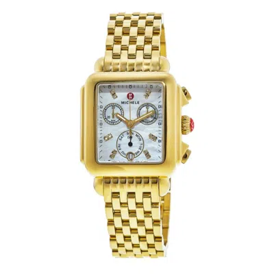 Michele Deco 18k Gold Plated Diamond Dial Women's Watch Mww06a000780