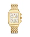 Michele Deco Stainless Steel & Diamond Dial Bracelet Watch In Gold