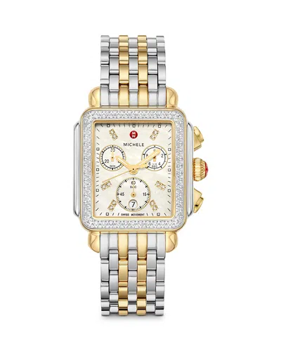 Michele Deco Chronograph, 33mm In Silver  Gold