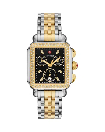 Michele Deco Chronograph, 33mm X 35mm In Black