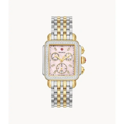 Michele Deco Chronograph Quartz Diamond Ladies Watch Mww06a000796 In Gold