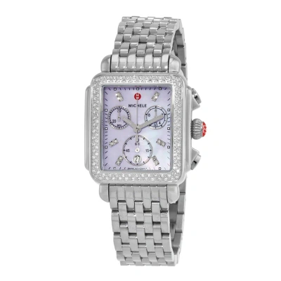Michele Deco Chronograph Quartz Diamond Purple Dial Ladies Watch Mww06a000800