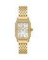 Michele Deco Courbe 18k Gold-plated Diamond Watch, 26mm X 32mm In Gold