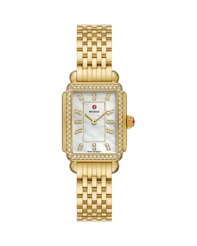 Michele Deco Courbe 18k Gold-plated Diamond Watch, 26mm X 32mm
