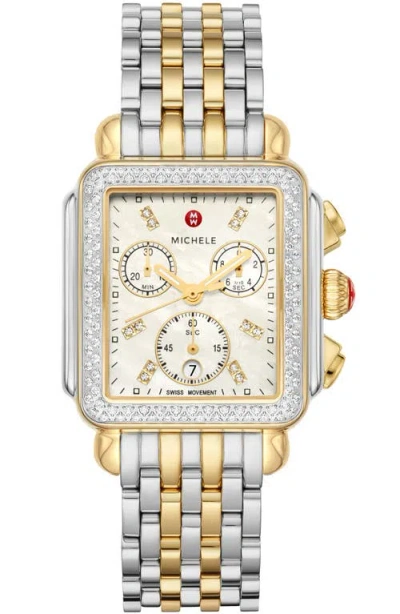 Michele Deco Diamond Chronograph Bracelet Watch, 33mm In Multi