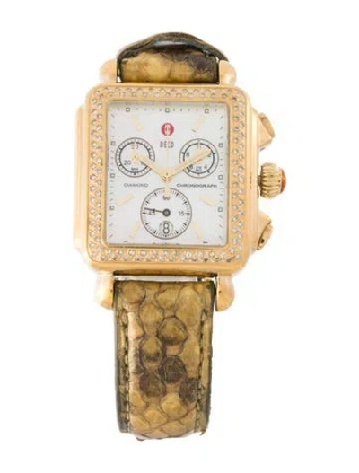 Pre-owned Michele Deco Diamond Chronograph Watch In Multi